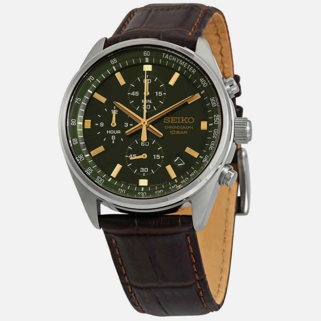 Seiko Chronograph Green Dial Mens Watch New